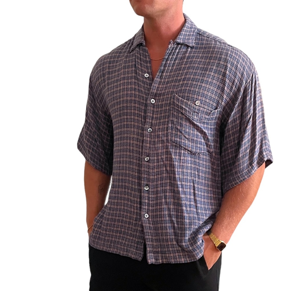 Super Soft Checkered Button Down - image 3
